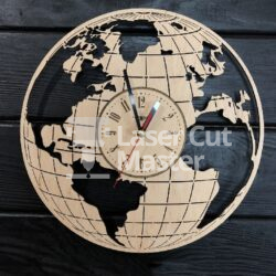 World map clock Laser Cut File