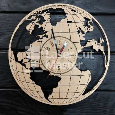World map clock Laser Cut File