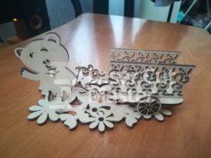 Napkin and glasses holder bear Laser Cut File