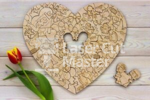 Heart Puzzle Laser Cut File